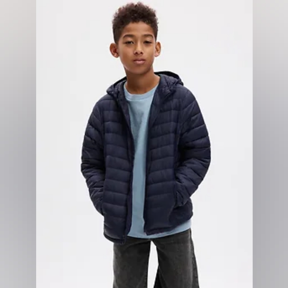 GAP Kids 100% Recycled Lightweight Puffer Jacket XLarge Primaloft/ Dark Navy